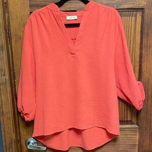 Gibson Latimer Vibrant Coral Blouse